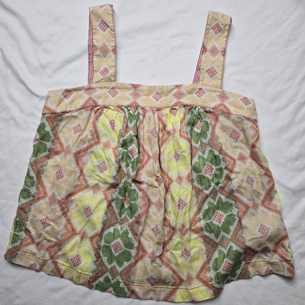 Anthropologie Marta Swing Tank Cropped Geometric Aztec Print Women Small